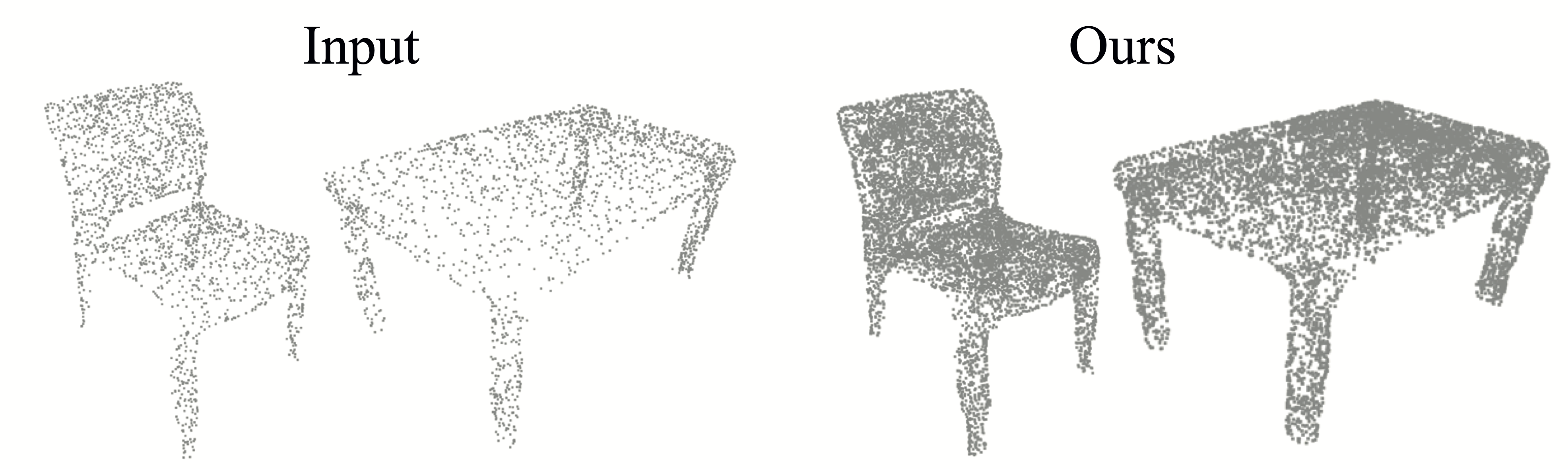 Visualization of upsampling results using ScanObjectNN dataset.